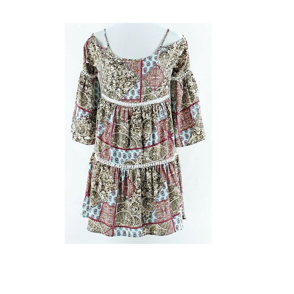 Design Lab Dress Womens Small Bohemian Prairie Indie Festival Patchwork Tunic